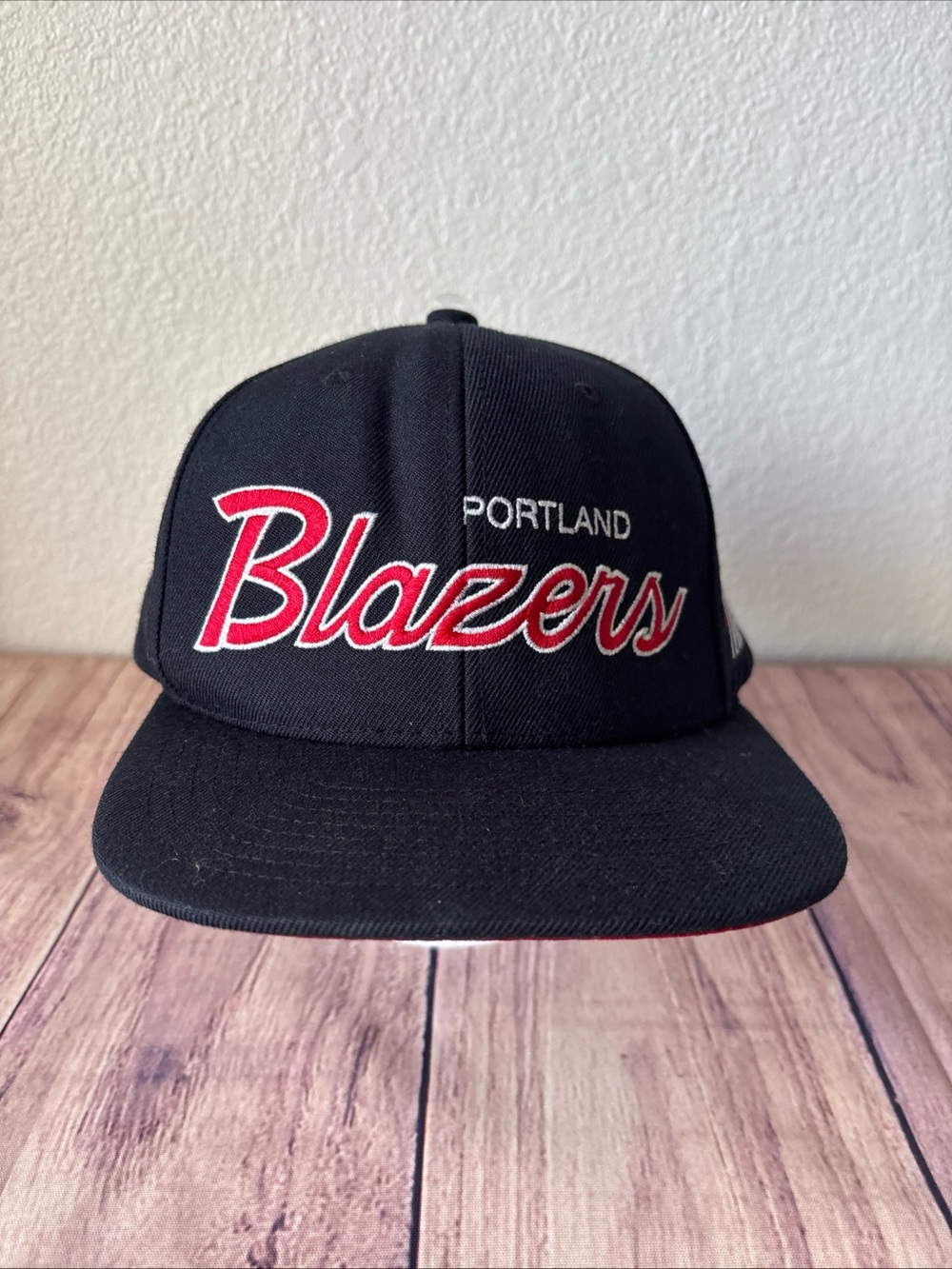 Portland Trail Blazers Mitchell & Ness NBA Snapback Hat Cap Script Logo Black
